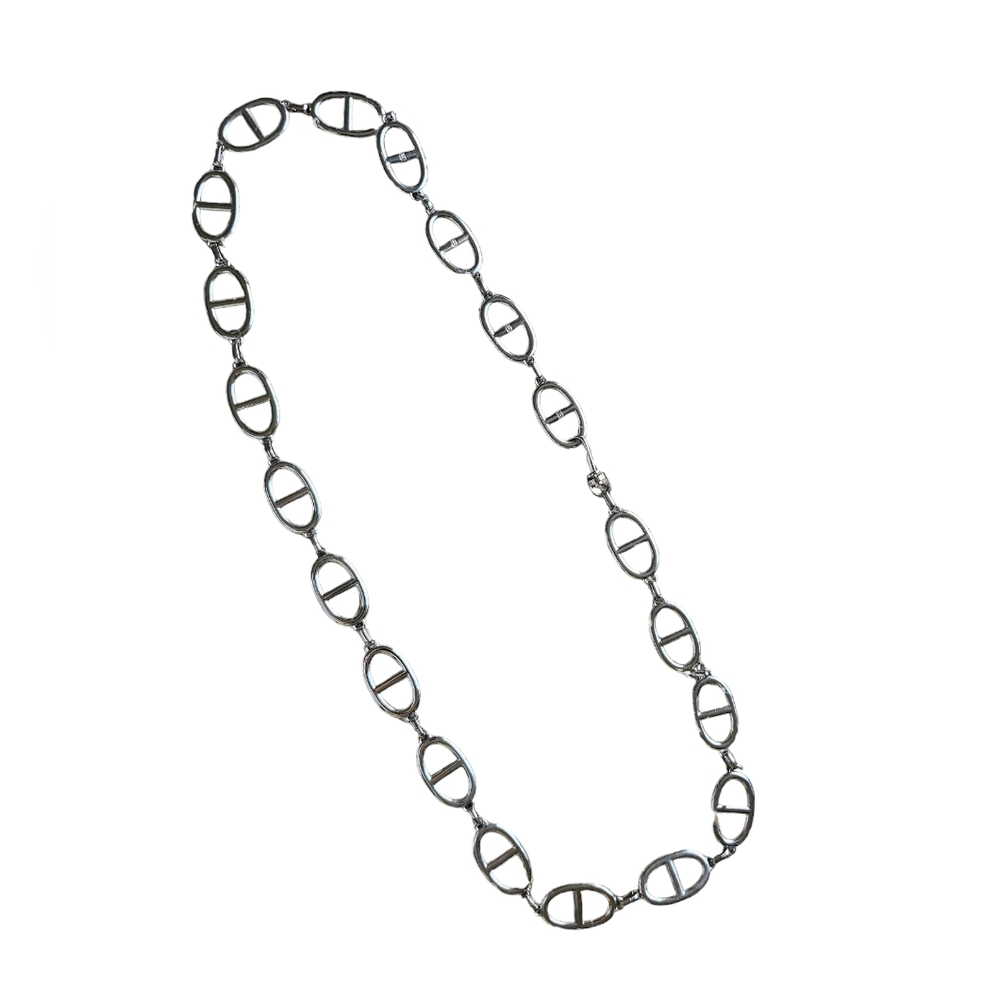 Michael Kors metal silver tone Y2K chain logo necklace bag chain belt
